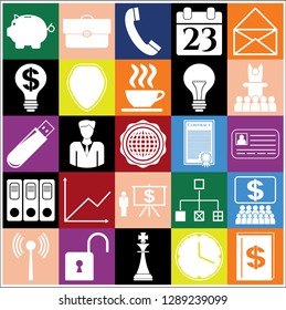 Set of 25 business high quality symbols or icons. Collection. Amazing desing. Vector Illustration.