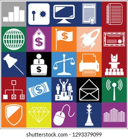 Set of 25 business high quality symbols or icons. Collection. Detailed design. Vector Illustration.