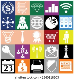 Set of 25 business high quality icons. Collection. Amazing desing. Vector Illustration.