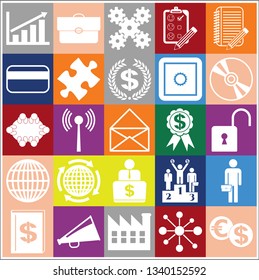 Set of 25 business high quality symbols. Collection. Detailed design. Vector Illustration.