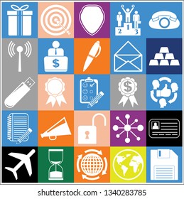 Set of 25 business high quality symbols or icons. Collection. Detailed design. Vector Illustration.