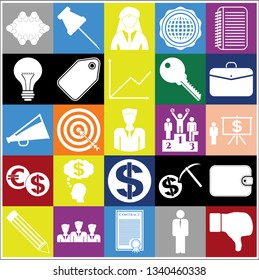 Set of 25 business high quality icons. Collection. Amazing desing. Vector Illustration.
