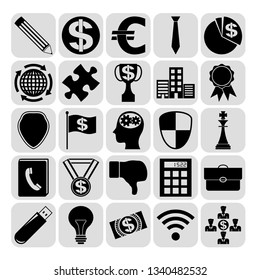 Set of 25 business high quality symbols or icons. Collection. Detailed design. Vector Illustration.