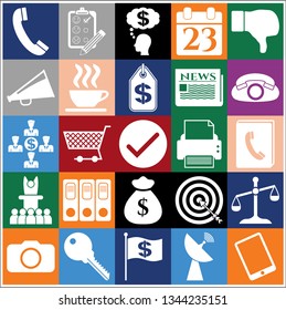 Set of 25 business high quality icons or symbols. Collection. Detailed design. Vector Illustration.