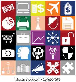 Set of 25 business high quality icons. Collection. Amazing desing. Vector Illustration.