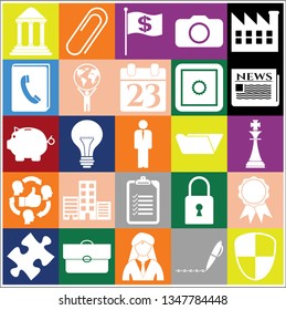 Set of 25 business high quality icons or symbols. Collection. Amazing desing. Vector Illustration.