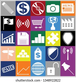 Set of 25 business high quality icons. Collection. Detailed design. Vector Illustration.