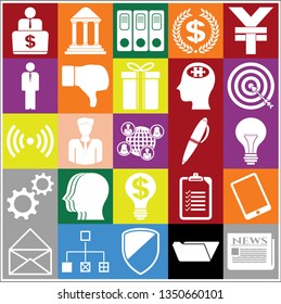 Set of 25 business high quality symbols. Collection. Detailed design. Vector Illustration.