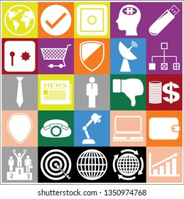 Set of 25 business high quality symbols. Collection. Flat design. Vector Illustration.