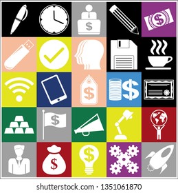 Set of 25 business high quality icons. Collection. Amazing desing. Vector Illustration.