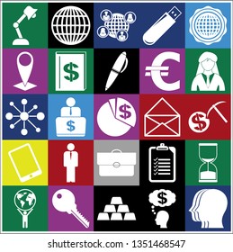 Set of 25 business high quality symbols or icons. Collection. Amazing desing. Vector Illustration.