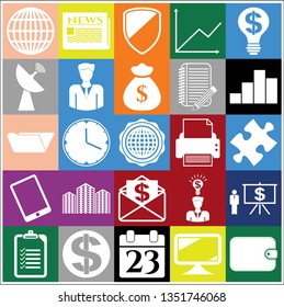 Set of 25 business high quality icons. Collection. Flat design. Vector Illustration.
