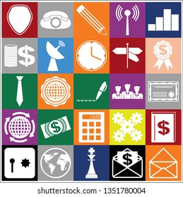 Set of 25 business high quality symbols or icons. Collection. Detailed design. Vector Illustration.