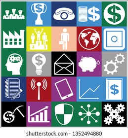 Set of 25 business high quality icons. Collection. Flat design. Vector Illustration.