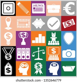 Set of 25 business high quality icons or symbols. Collection. Detailed design. Vector Illustration.