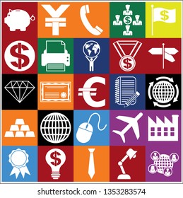 Set of 25 business high quality symbols or icons. Collection. Flat design. Vector Illustration.