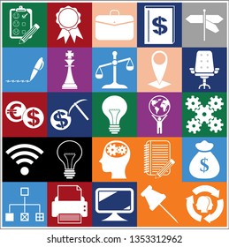 Set of 25 business high quality symbols or icons. Collection. Flat design. Vector Illustration.