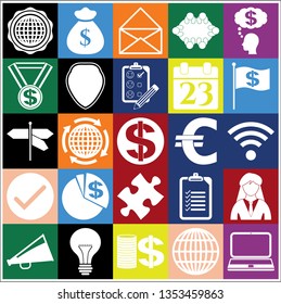 Set of 25 business high quality symbols. Collection. Detailed design. Vector Illustration.