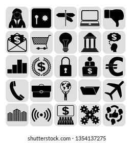 Set of 25 business high quality icons. Collection. Flat design. Vector Illustration.