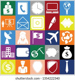 Set of 25 business high quality icons or symbols. Collection. Amazing desing. Vector Illustration.