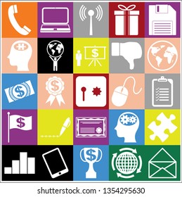 Set of 25 business high quality symbols or icons. Collection. Detailed design. Vector Illustration.