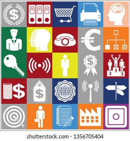 Set of 25 business high quality icons or symbols. Collection. Amazing desing. Vector Illustration.
