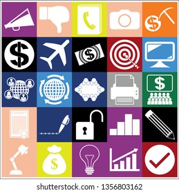 Set of 25 business high quality symbols. Collection. Detailed design. Vector Illustration.