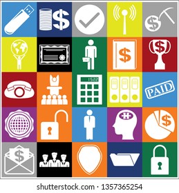 Set of 25 business high quality icons or symbols. Collection. Detailed design. Vector Illustration.