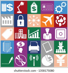 Set of 25 business high quality icons or symbols. Collection. Detailed design. Vector Illustration.