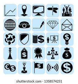 Set of 25 business high quality icons or symbols. Collection. Amazing desing. Vector Illustration.