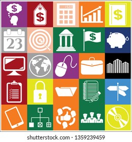 Set of 25 business high quality symbols. Collection. Detailed design. Vector Illustration.