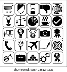 Set of 25 business high quality icons. Collection. Detailed design. Vector Illustration.