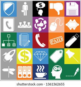 Set of 25 business high quality icons or symbols. Collection. Detailed design. Vector Illustration.