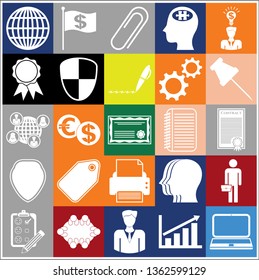 Set of 25 business high quality symbols or icons. Collection. Detailed design. Vector Illustration.