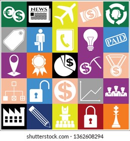 Set of 25 business high quality icons or symbols. Collection. Amazing desing. Vector Illustration.