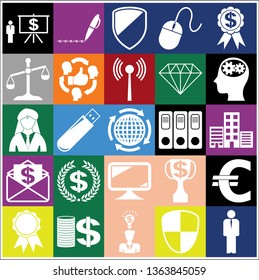 Set of 25 business high quality icons or symbols. Collection. Detailed design. Vector Illustration.