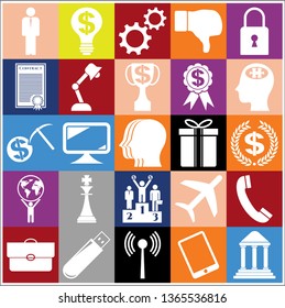 Set of 25 business high quality icons. Collection. Amazing desing. Vector Illustration.