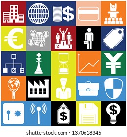 Set of 25 business high quality icons or symbols. Collection. Detailed design. Vector Illustration.