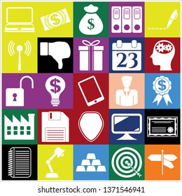 Set of 25 business high quality icons or symbols. Collection. Detailed design. Vector Illustration.