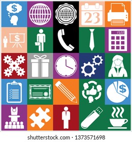 Set of 25 business high quality symbols or icons. Collection. Detailed design. Vector Illustration.