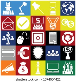 Set of 25 business high quality symbols or icons. Collection. Detailed design. Vector Illustration.