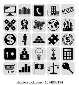 Set of 25 business high quality icons or symbols. Collection. Amazing desing. Vector Illustration.