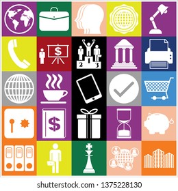 Set of 25 business high quality symbols. Collection. Detailed design. Vector Illustration.