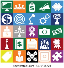 Set of 25 business high quality icons or symbols. Collection. Detailed design. Vector Illustration.