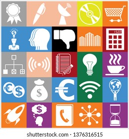 Set of 25 business high quality icons or symbols. Collection. Detailed design. Vector Illustration.