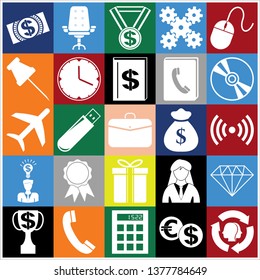 Set of 25 business high quality symbols or icons. Collection. Amazing desing. Vector Illustration.