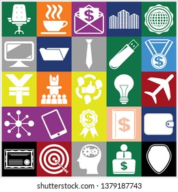 Set of 25 business high quality icons or symbols. Collection. Detailed design. Vector Illustration.