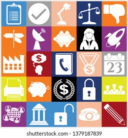 Set of 25 business high quality icons. Collection. Detailed design. Vector Illustration.