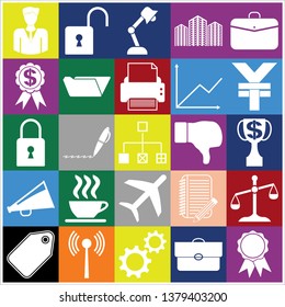 Set of 25 business high quality icons or symbols. Collection. Detailed design. Vector Illustration.