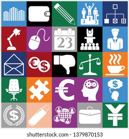 Set of 25 business high quality icons or symbols. Collection. Flat design. Vector Illustration.